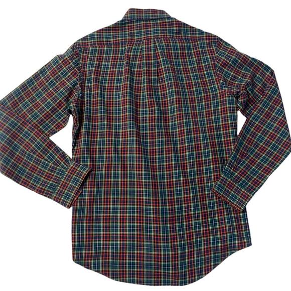 Men's Ralph Lauren Classic Fit Long Sleeve Green, Red and Blue Plaid Button Down - Picture 4 of 10